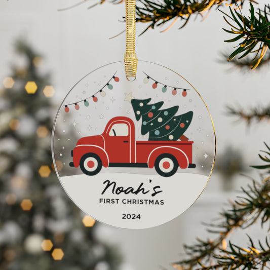Acrylic Christmas Truck Ornament - First Christmas