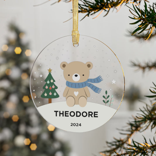 Acrylic Teddy Bear Scarf Ornament