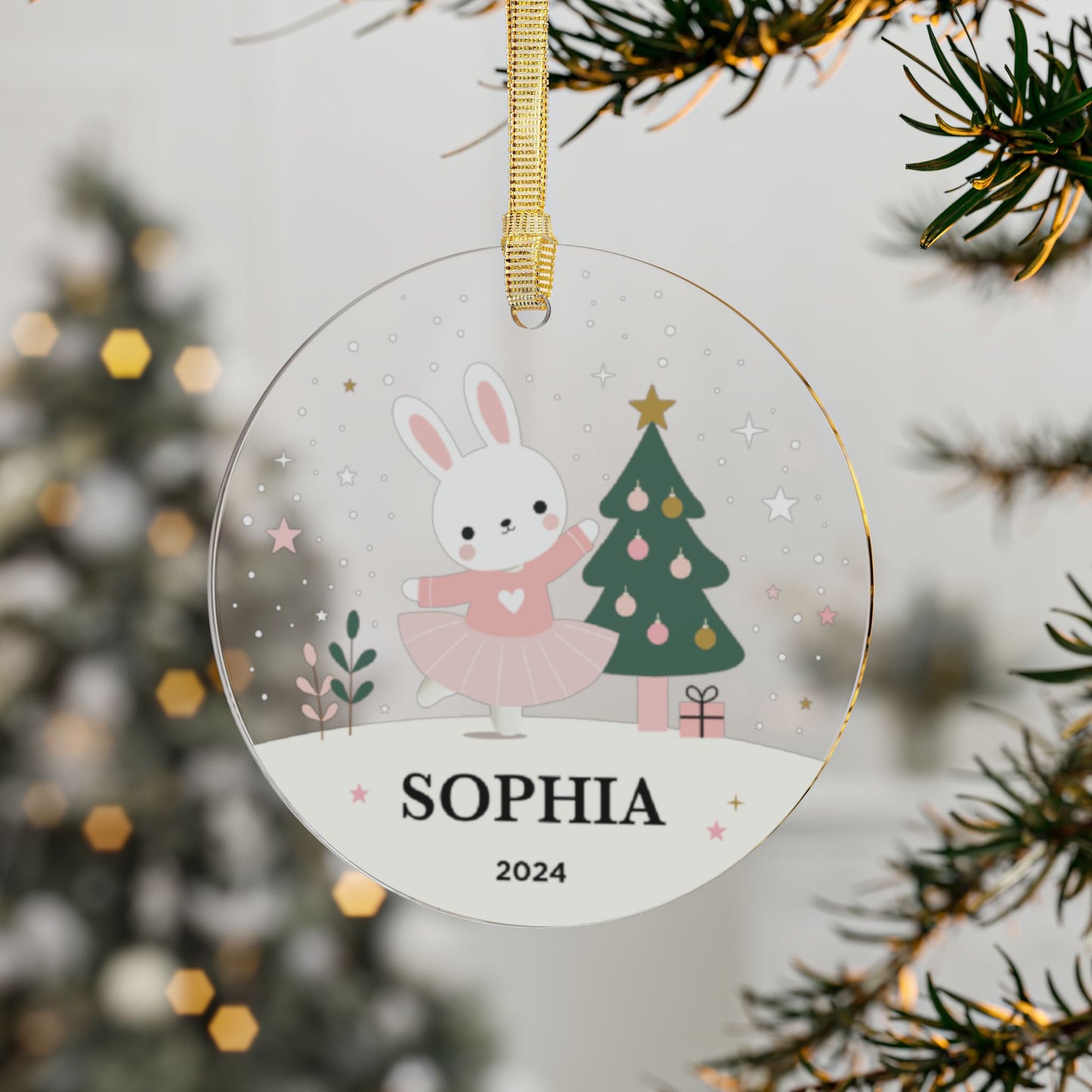 Acrylic Ballerina Bunny Ornament