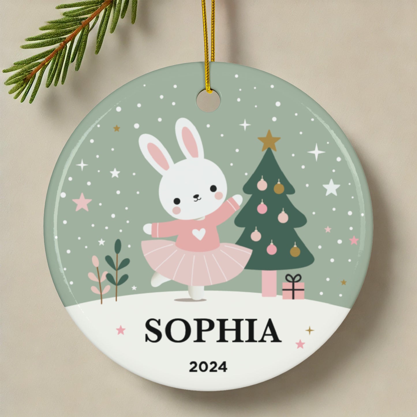 Ceramic Ballerina Bunny Ornament