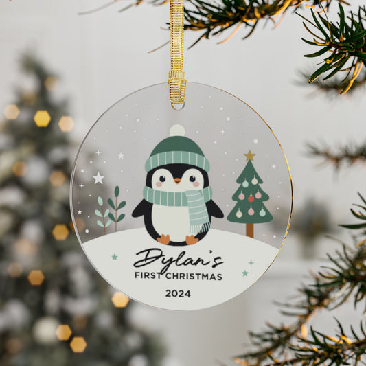 Acrylic Penguin Ornament - First Christmas
