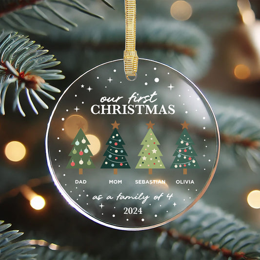Acrylic Family Christmas Trees Ornament - Our First Christmas