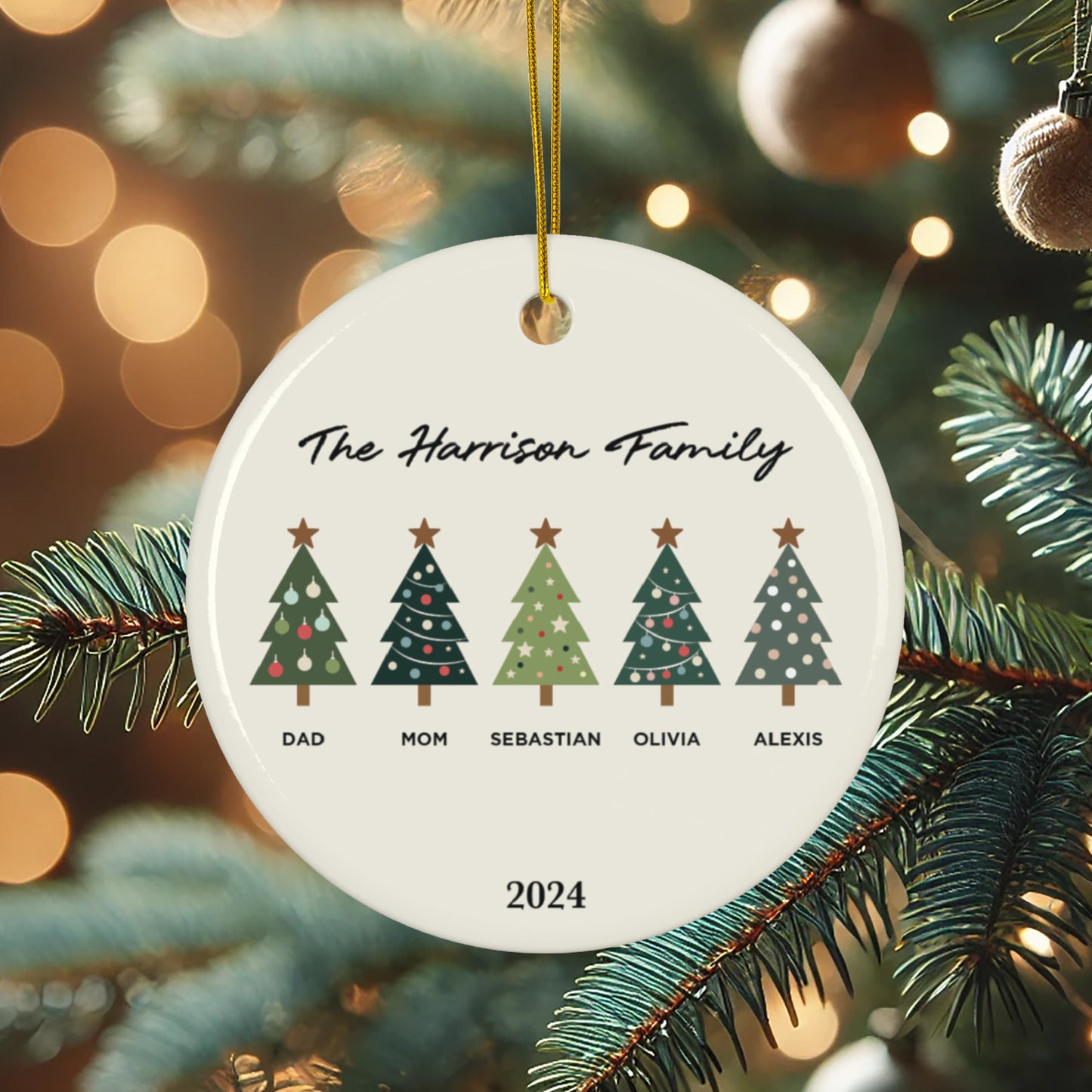 Ceramic Family Christmas Trees Ornament