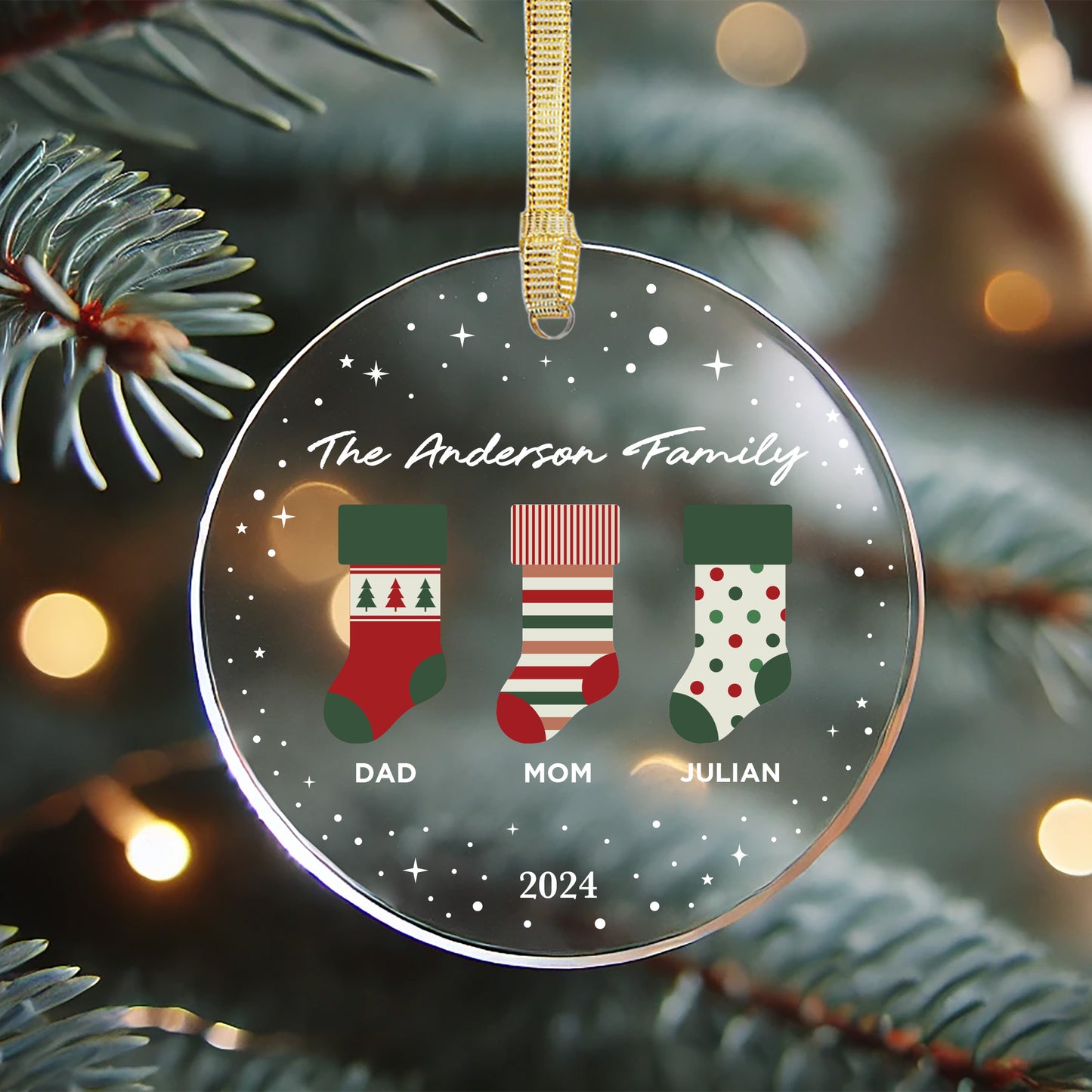 Acrylic Family Stockings Ornament