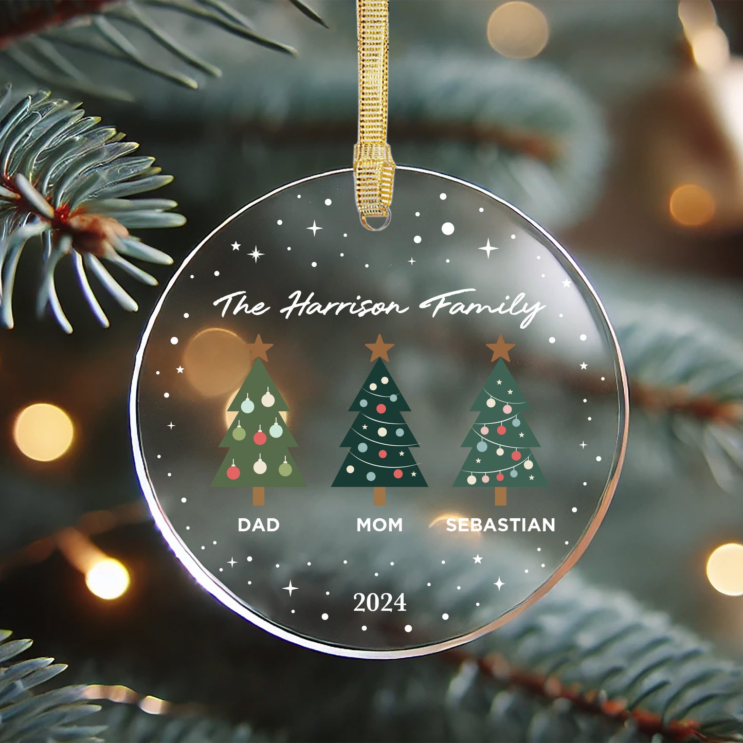 Acrylic Family Christmas Trees Ornament