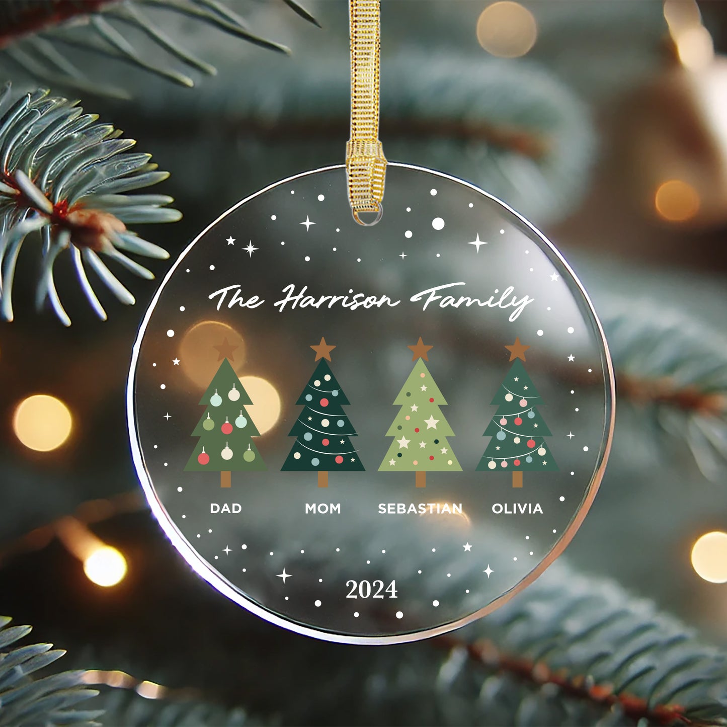 Acrylic Family Christmas Trees Ornament