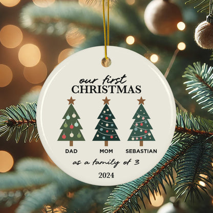 Ceramic Family Christmas Trees Ornament - Our First Christmas
