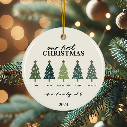 Ceramic Family Christmas Trees Ornament - Our First Christmas