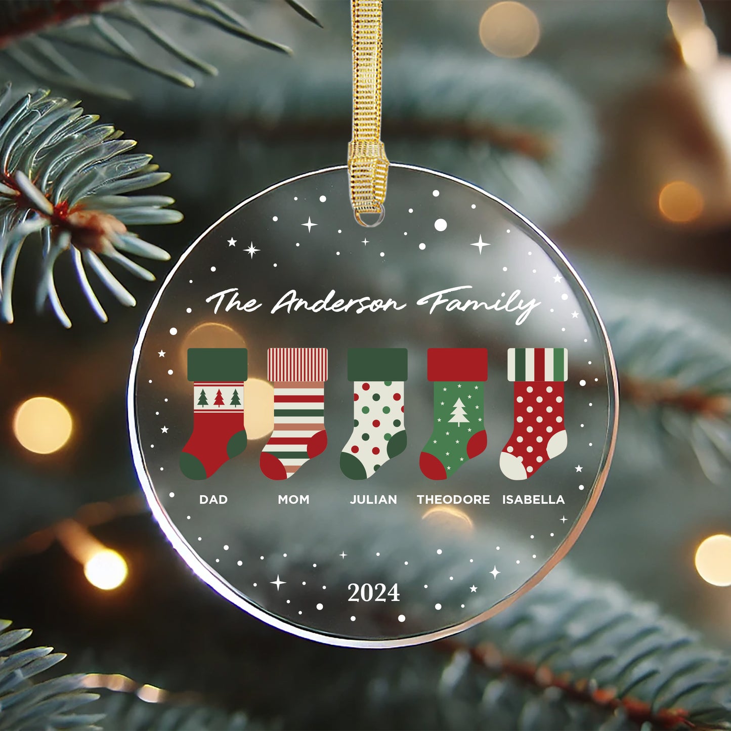 Acrylic Family Stockings Ornament