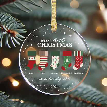Acrylic Family Stockings Ornament - Our First Christmas