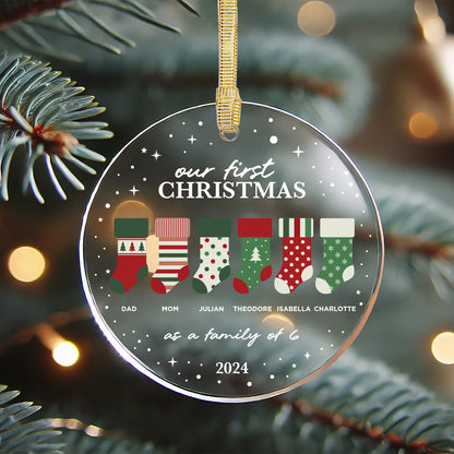 Acrylic Family Stockings Ornament - Our First Christmas