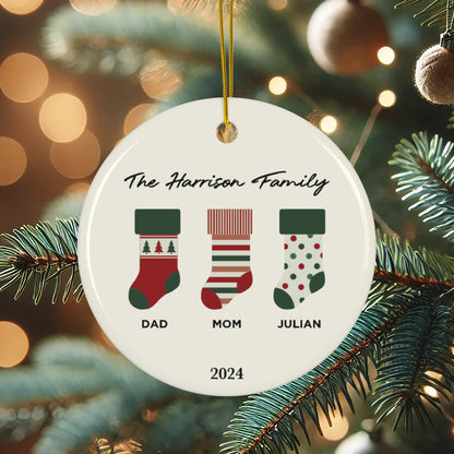 Ceramic Family Stockings Ornament