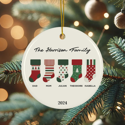 Ceramic Family Stockings Ornament